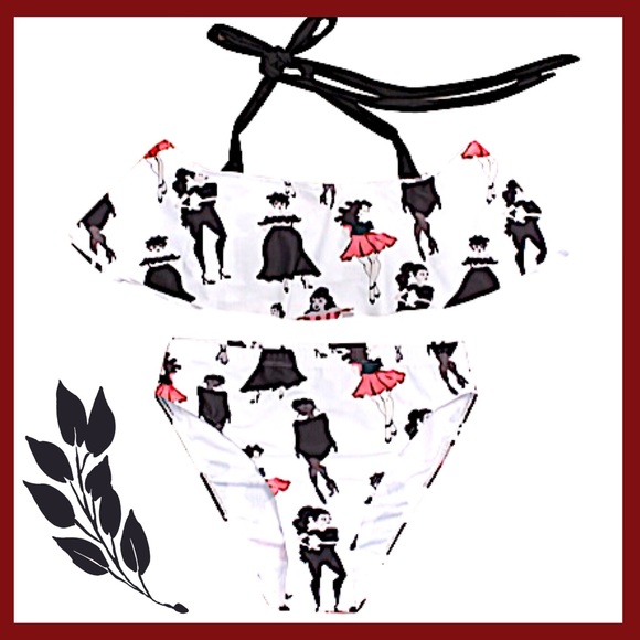 Cold Shoulder Ruffled High Waist Bandeau Bikini - Picture 6 of 7